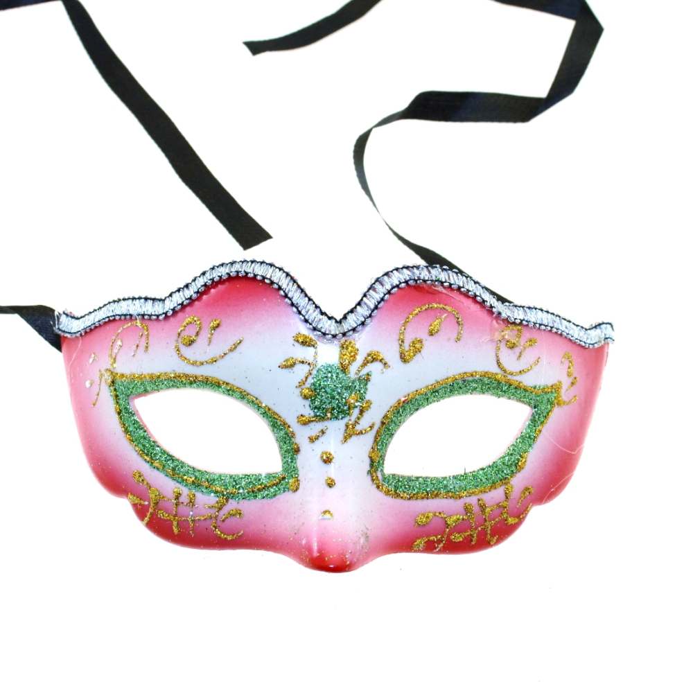 Zac's Alter Ego - Classic Venetian Tri-Tone Glitter Masquerade Maske - Rot
